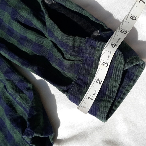 J. Crew Factory Lg Heavyweight Flannel Plaid Green Navy Long Sleeve Button Shirt - Picture 8 of 13